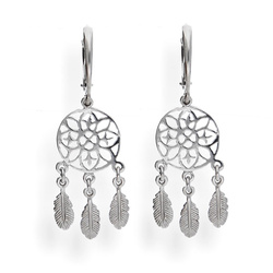 Srebrne kolczyki ŁAPACZ SNÓW - SREBRO p. 925 , ROD