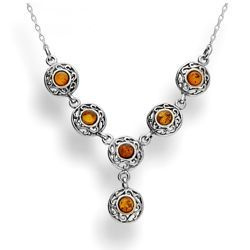 Srebrny naszyjnik kolia naturalny BURSZTYN pr. 925