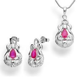 Srebrny komplet naturalny RUBIN - SREBRO pr. 925