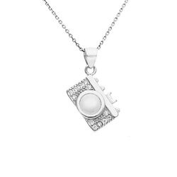 Srebrny naszyjnik APARAT FOTO CYRKONIE - srebro