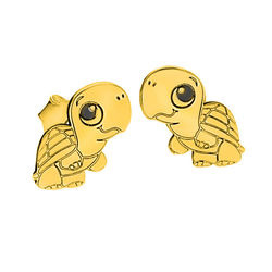 Srebrne kolczyki ŻÓŁW -SREBRO p. 925 POZŁACANE