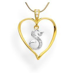 Zawieszka - literka w sercu - S - Srebro pr. 925