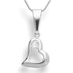 Srebrna zawieszka cyrkonia , SERCE - SREBRO p. 925