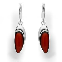 Srebrne kolczyki z naturalnym bursztynem - pr. 925