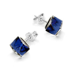 Srebrne sztyfty Cube z Crystals from Swarovski