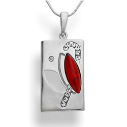 Srebrna zawieszka z kamieniem koralowym - pr. 925