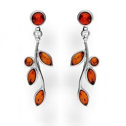 Srebrne kolczyki naturalny BURSZTYN - SREBRO p 925