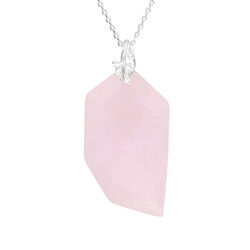 Srebrny naszyjnik naturalny KWARC RÓŻOWY - SZLIF!