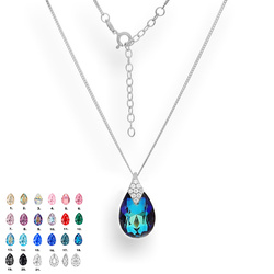 Srebrny naszyjnik niebieska kropla Swarovski p 925