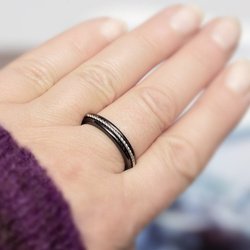 Pierścionek obrączka CERAMIKA r. 18 - SREBRO 925