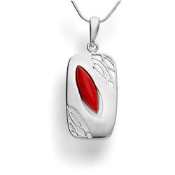 Srebrna zawieszka z kamieniem koralowym - pr. 925