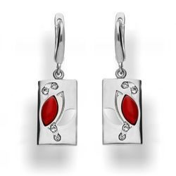 Srebrne kolczyki z kamieniem koralowym - pr. 925