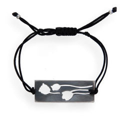 Bransoletka sznurkowa TULIPAN KWIAT - SREBRO p 925