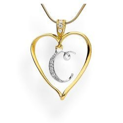 Zawieszka - literka w sercu - C - Srebro pr. 925