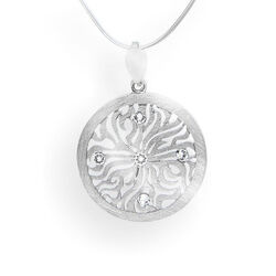 Srebrny ażurowy naszyjnik cyrkonie - SREBO 925