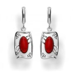 Srebrne kolczyki z kamieniem koralowym - pr. 925