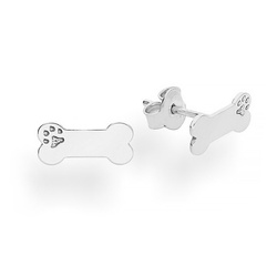 SZT-734  Kolczyki sztyfty 9mm KOŚĆ PIES SREBRO