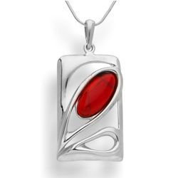 Srebrna zawieszka z kamieniem koralowym - pr. 925