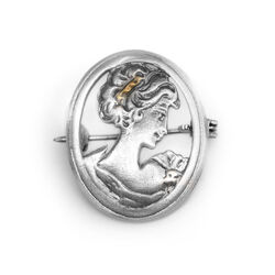 Srebrna broszka Dama Kameliowa KAMEA - SREBRO 925