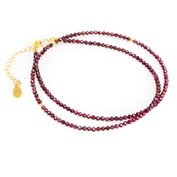 Naszyjnik naturalny GRANAT - srebro 925 złocone