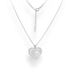 Srebrny naszyjnik SERCE ŚLAD ŁAPY ŁAPA SREBRO 925