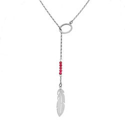 Srebrny naszyjnik z rubinami rubiny - PIÓRKO p 925