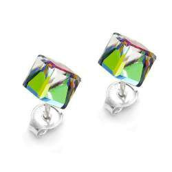 Srebrne sztyfty Cube z Crystals from Swarovski