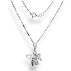 Srebrny naszyjnik ANIOŁEK Z SERCEM - SREBRO p 925