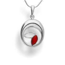 Srebrna zawieszka z kamieniem koralowym - pr. 925