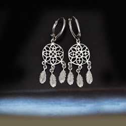 Srebrne kolczyki ŁAPACZ SNÓW - SREBRO p. 925 , ROD