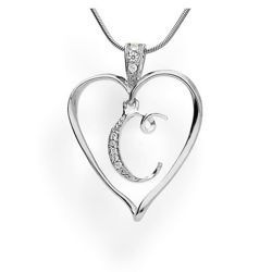 Zawieszka - literka w sercu - C - Srebro pr. 925