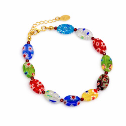 Bransoletka MILLEFIORI szkło MURANO GRANATY p. 925