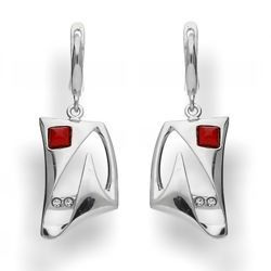 Srebrne kolczyki z kamieniem koralowym - pr. 925