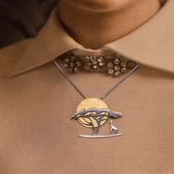 Zawieszka - broszka SAWANNA ŻYRAFA - SREBRO 925 