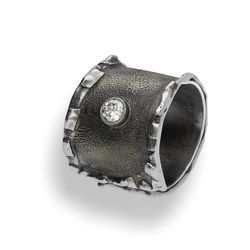 Srebrny pierścionek CYRKONIA RĘKODZIEŁO regulacja