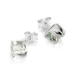 Srebrne sztyfty Cube z Crystals from Swarovski