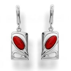 Srebrne kolczyki z kamieniem koralowym - pr. 925