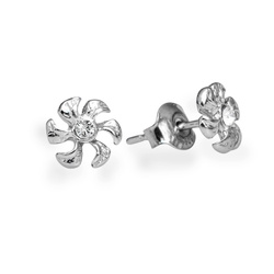 Kolczyki sztyfty KWIATKI CYRKONIE - Srebro pr 925
