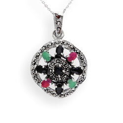 Wisiorek zawieszka RUBIN SZAFIR SZMARAGD - SREBRO