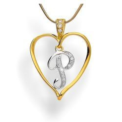 Zawieszka - literka w sercu - P - Srebro pr. 925