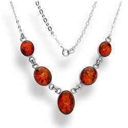 Srebrny naszyjnik kolia naturalny BURSZTYN pr. 925