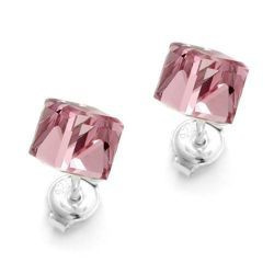 Srebrne sztyfty Cube z Crystals from Swarovski