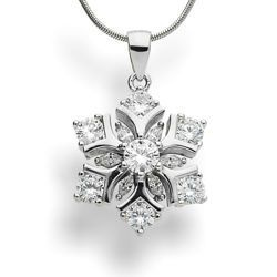 Srebrny okazały naszyjnik ŚNIEŻYNKA - SREBRO p 925