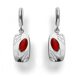 Srebrne kolczyki z kamieniem koralowym - pr. 925