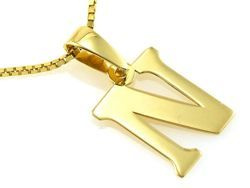 Złota zawieszka literka N pr. 585, KOMUNIA CHRZEST