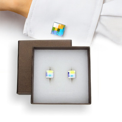 Spinki do mankietów - kryształki Swarovski SREBRO