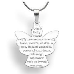 Srebrny naszyjnik z modlitwą ANIOŁ - SREBRO p. 925