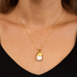 Srebrny naszyjnik naturalna PERŁA -  SREBRO p.925