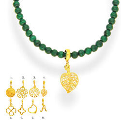 Srebrny naszyjnik naturalny MALACHIT - srebro 925