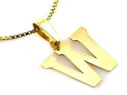 Złota zawieszka literka W pr. 585 CHRZEST KOMUNIA